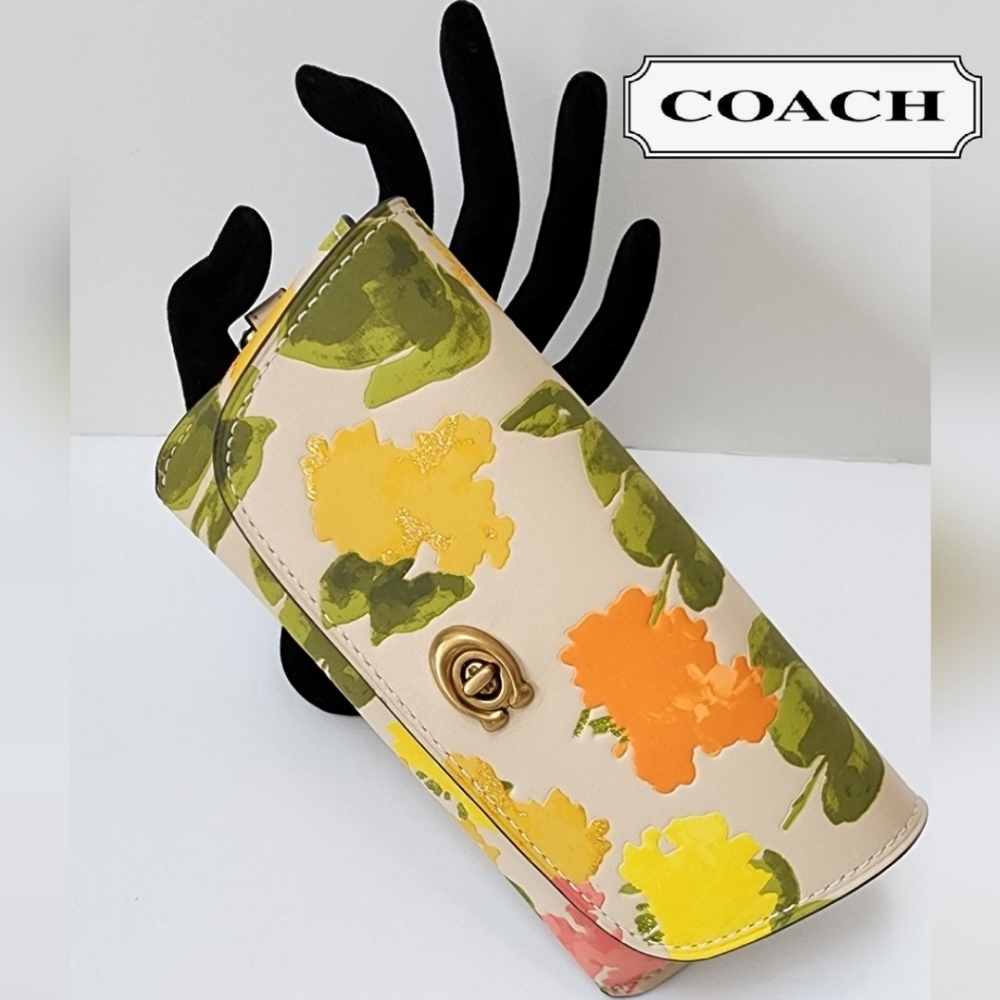 COACH Sunglass Case Bag Charm in a RETRO Classic Floral Print Soft LEATHER NWT!